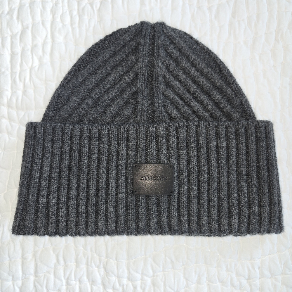 All Saints Gray Knit Beanie